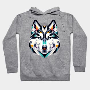 Siberian Husky Polygonal Portrait: Sleek Canine Art Hoodie